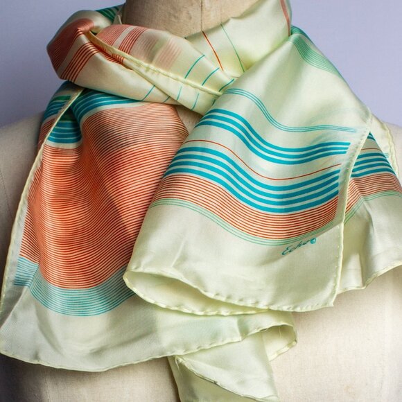 Echo Silk Scarf | Vintage Long Scarf | Retro Style Silk Long Scarf - Picture 7 of 7